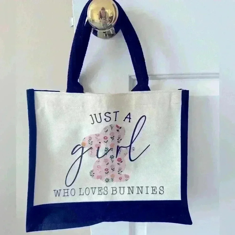 Canvas Tote Bag, Bunny Design for Bunny Lovers